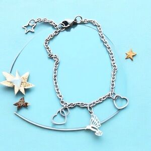 🆕 Hummingbird Hearts and Stars Anklet Stainless Steel